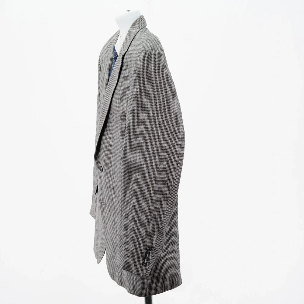 Stafford Mens 100% Silk White Blue Check Sport Coat Blazer 44R